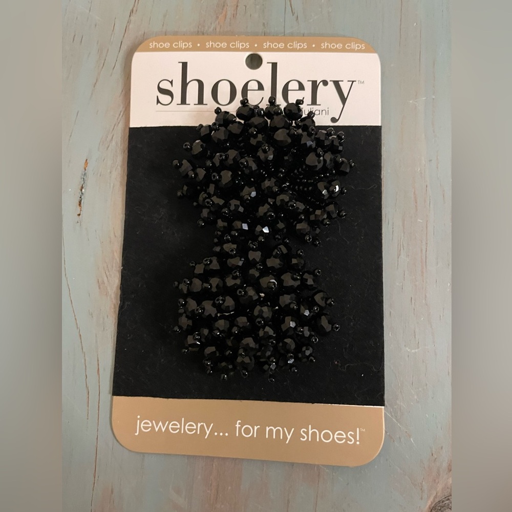 NEW Shoelery Black Crystal Ball Shoe Clips